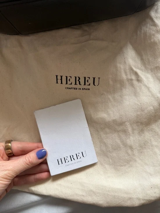 Hereu Bauza Black Leather Structured Shoulder Bag with Woven Front Detail - Picture 10 of 16